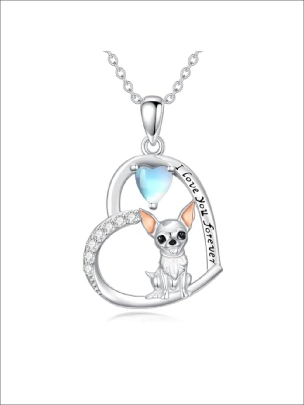 925 Sterling Silver Chihuahua Dog Pendant Necklace for Women